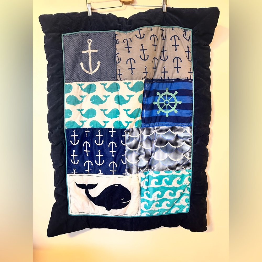Nautica Baby Blanket – Nautical Patchwork Theme ⚓🐋